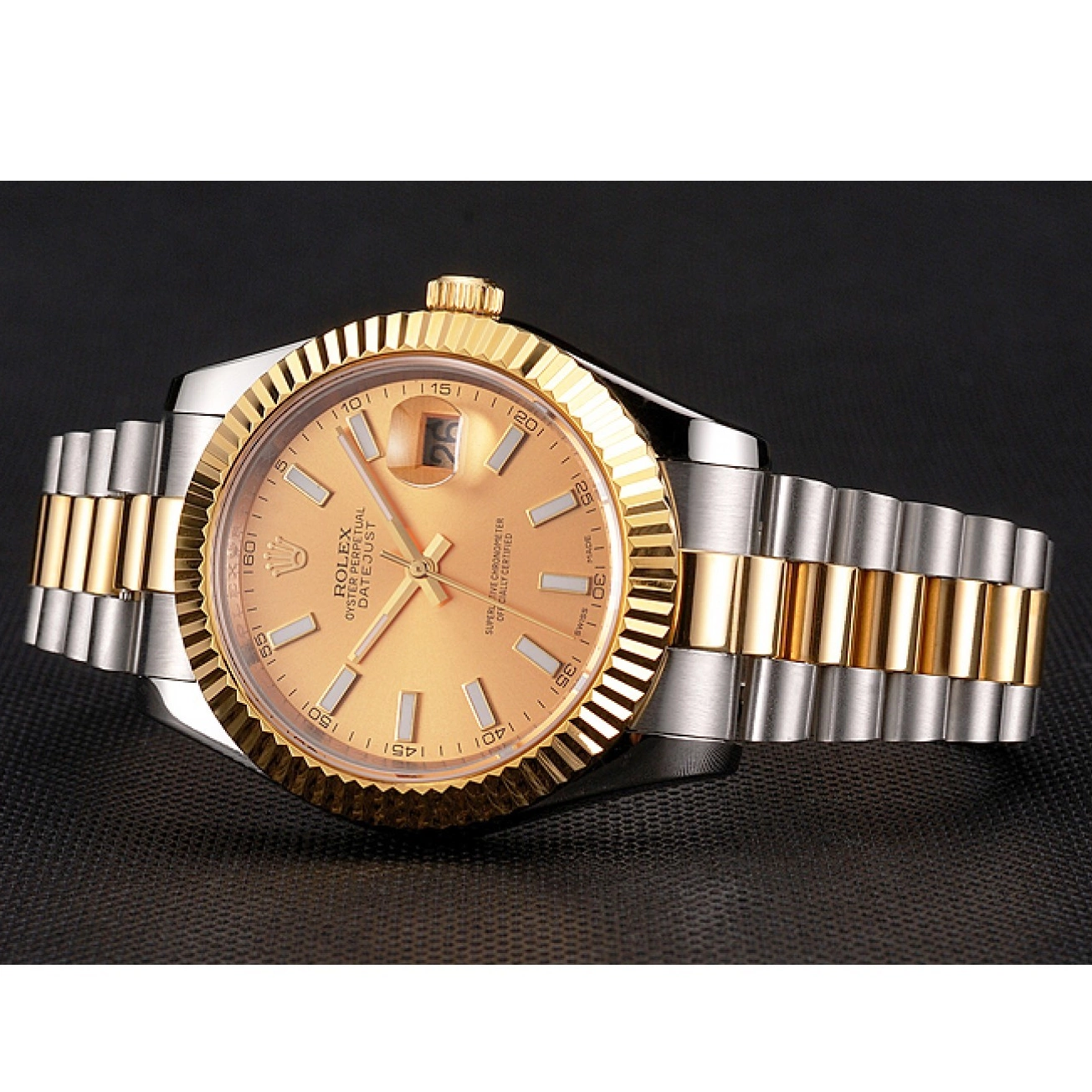 Rolex copies cheap Gold Datejust Rolex Gold Stainless Two Bracelet Dial Swiss Bezel Tone Steel Case 0629
